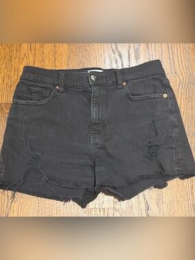 pistola Black Distressed High-Rise Denim Shorts